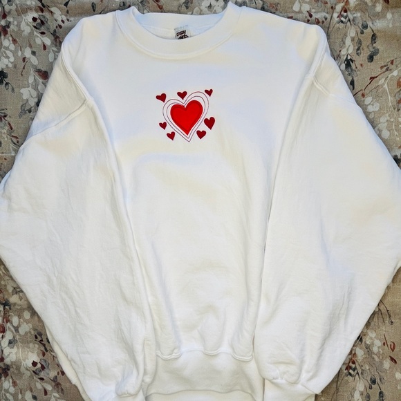 Vintage 90s Embroidered Hawaiian Love Crew Neck Sweatshirt Adult Size L - White - Picture 4 of 8